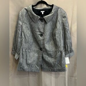 NWT Semantiks Grey Linen Blend Lightweight Jacket 24W